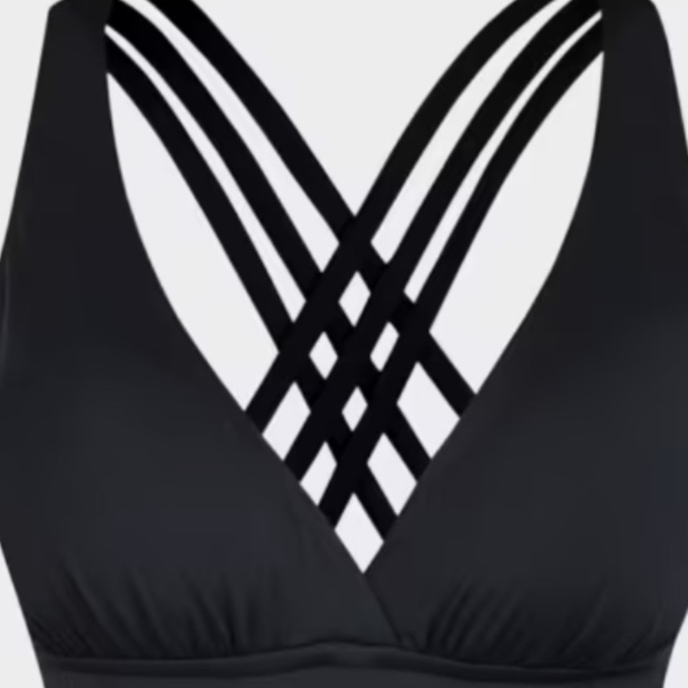 La Blanca Black Strappy Cage V-Neck One Piece Swimsuit Padded Open Back size 10